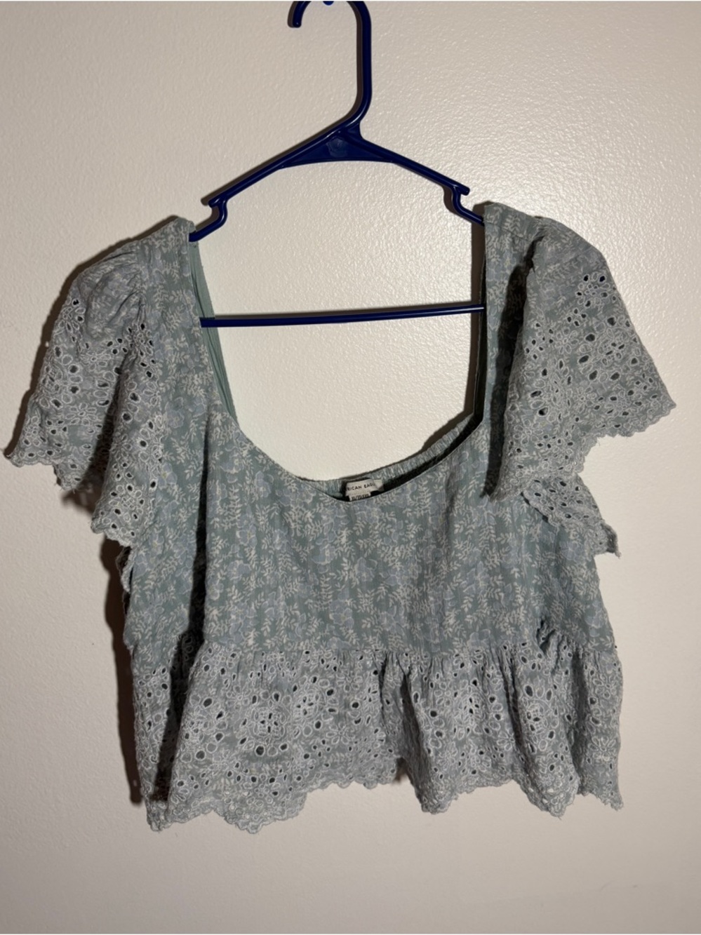 American Eagle Eyelet Flutter Crop Top